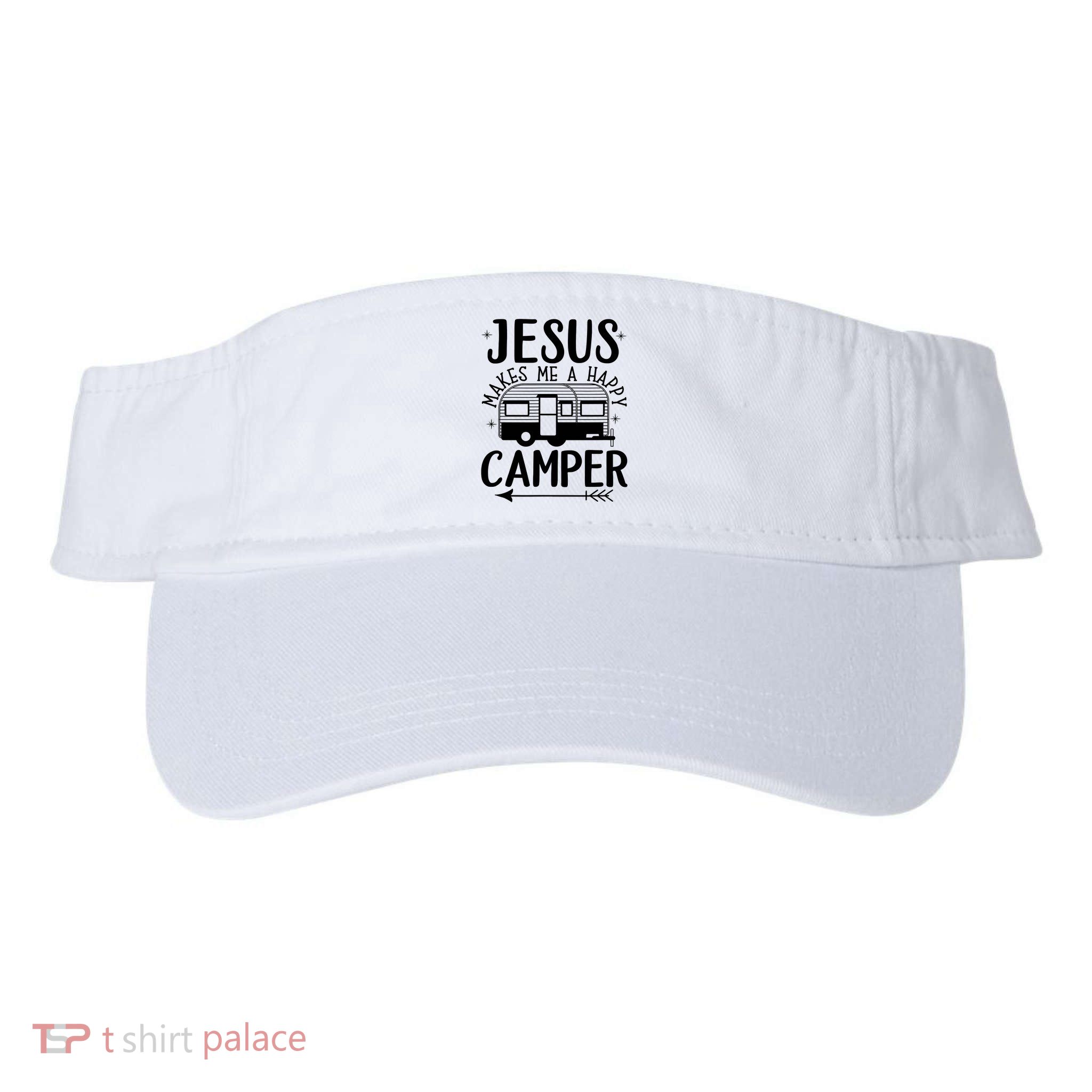 Funny Christian Jesus Makes Me A Happy Camper Visor
