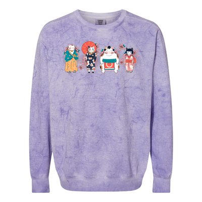 Funny Cute Japanese Cat Neko Family Colorblast Crewneck Sweatshirt