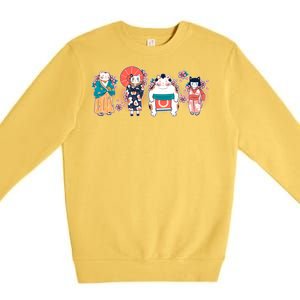 Funny Cute Japanese Cat Neko Family Premium Crewneck Sweatshirt