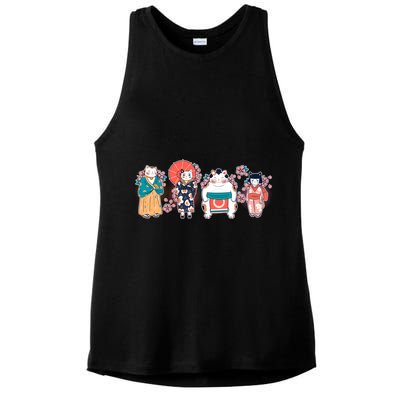 Funny Cute Japanese Cat Neko Family Ladies PosiCharge Tri-Blend Wicking Tank