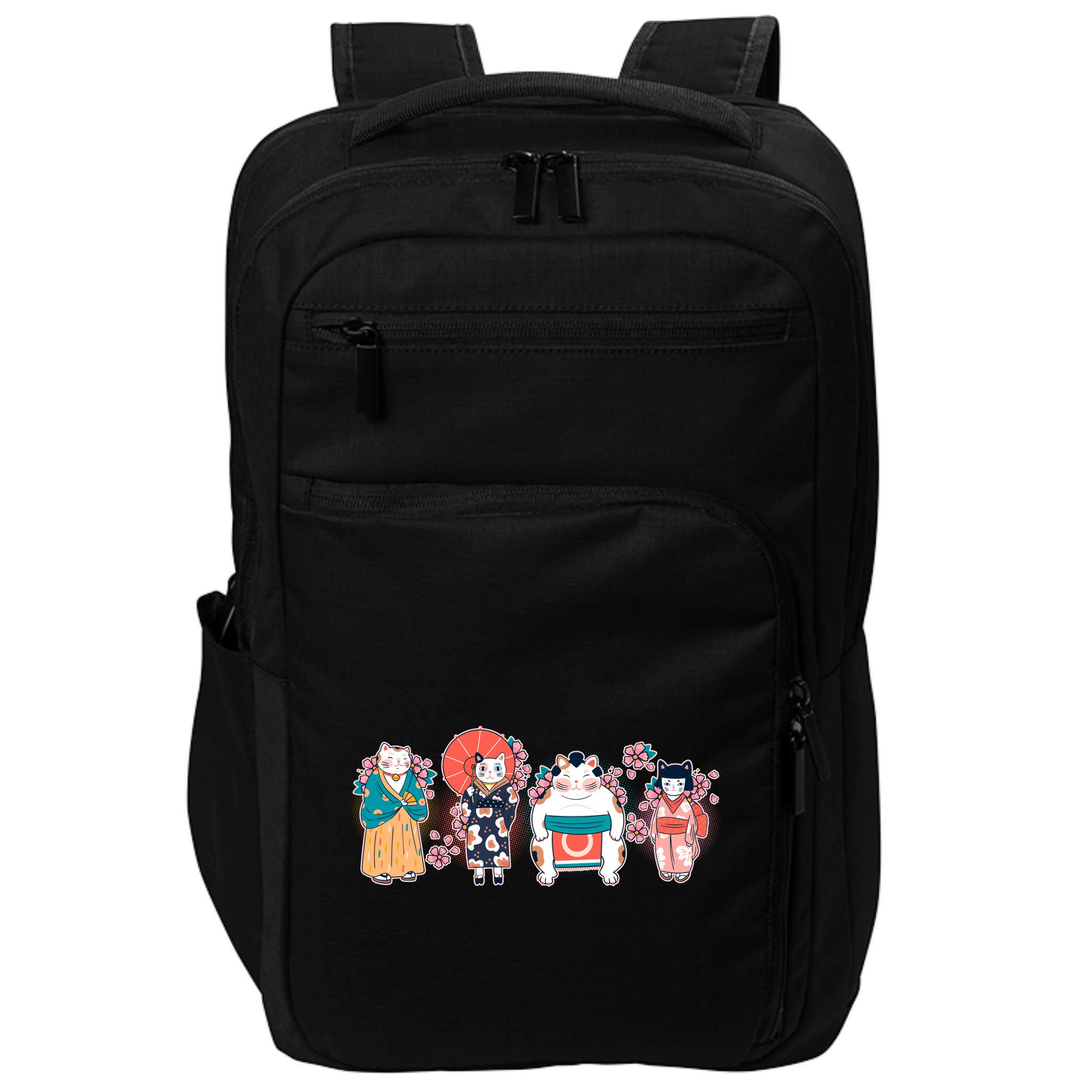 Funny Cute Japanese Cat Neko Family Impact Tech Backpack