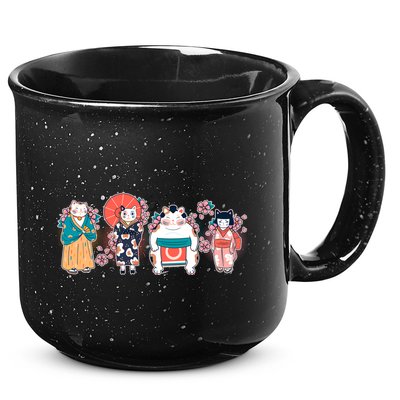 Funny Cute Japanese Cat Neko Family 15oz Campfire Ceramic Mug