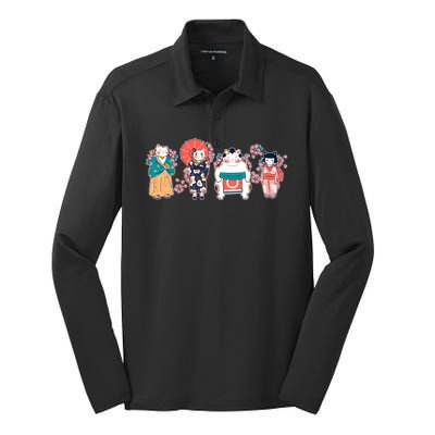 Funny Cute Japanese Cat Neko Family Silk Touch Performance Long Sleeve Polo