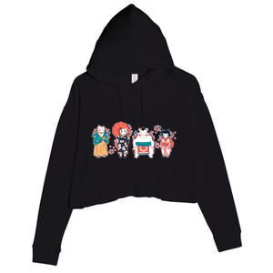 Funny Cute Japanese Cat Neko Family Crop Fleece Hoodie