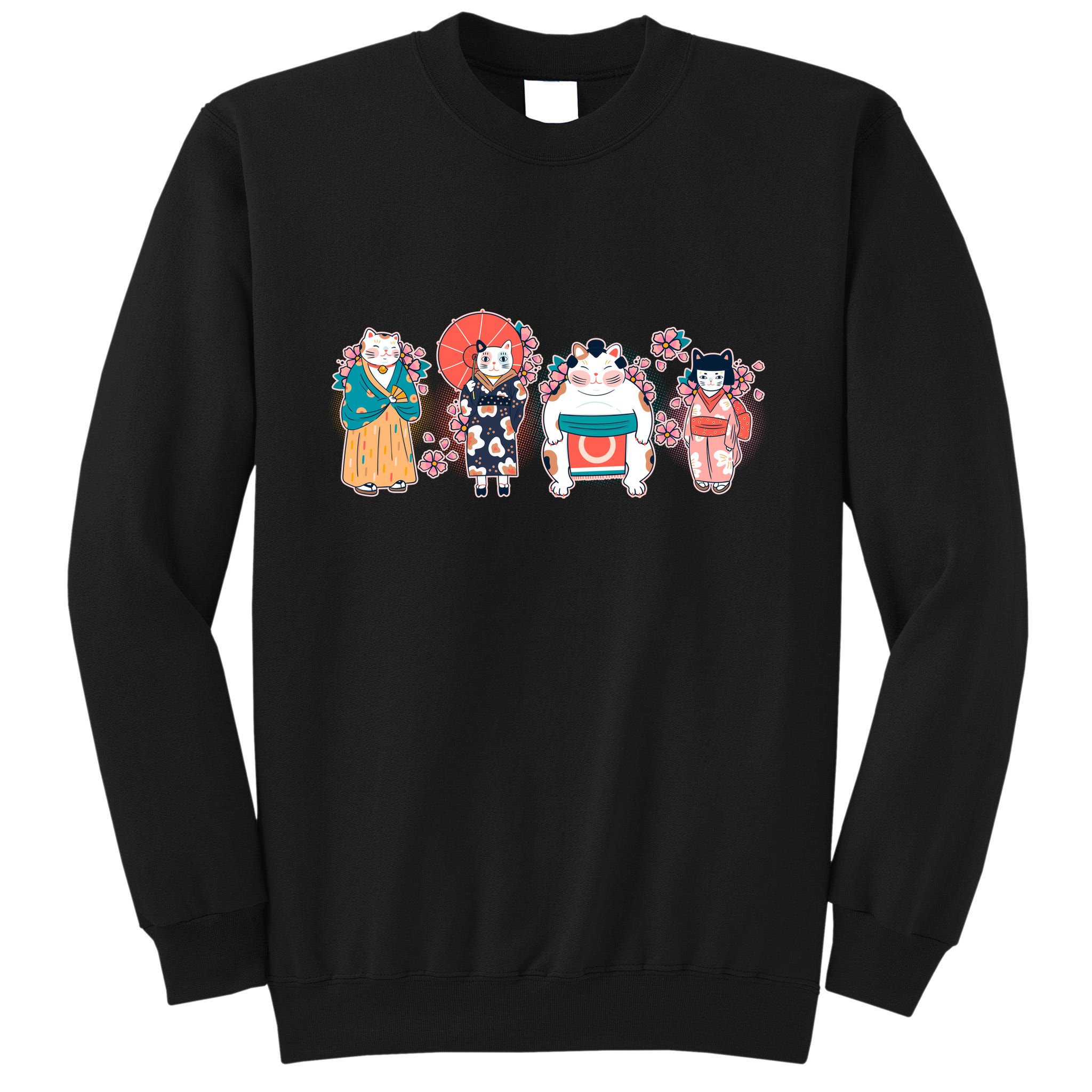 Funny Cute Japanese Cat Neko Family Tall Sweatshirt