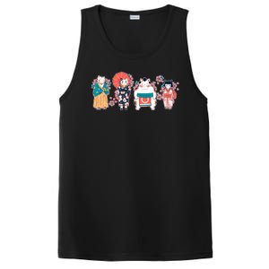 Funny Cute Japanese Cat Neko Family PosiCharge Competitor Tank