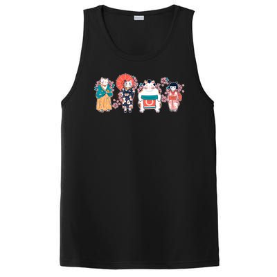 Funny Cute Japanese Cat Neko Family PosiCharge Competitor Tank