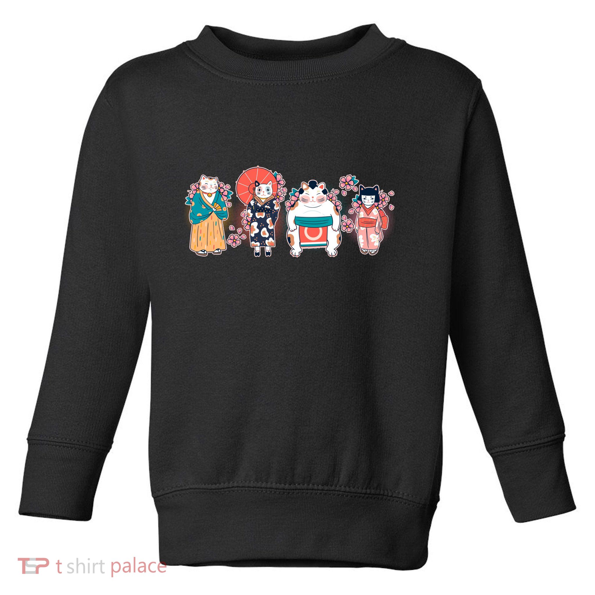 Funny Cute Japanese Cat Neko Family Toddler Sweatshirt