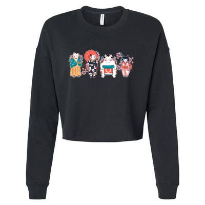 Funny Cute Japanese Cat Neko Family Cropped Pullover Crew