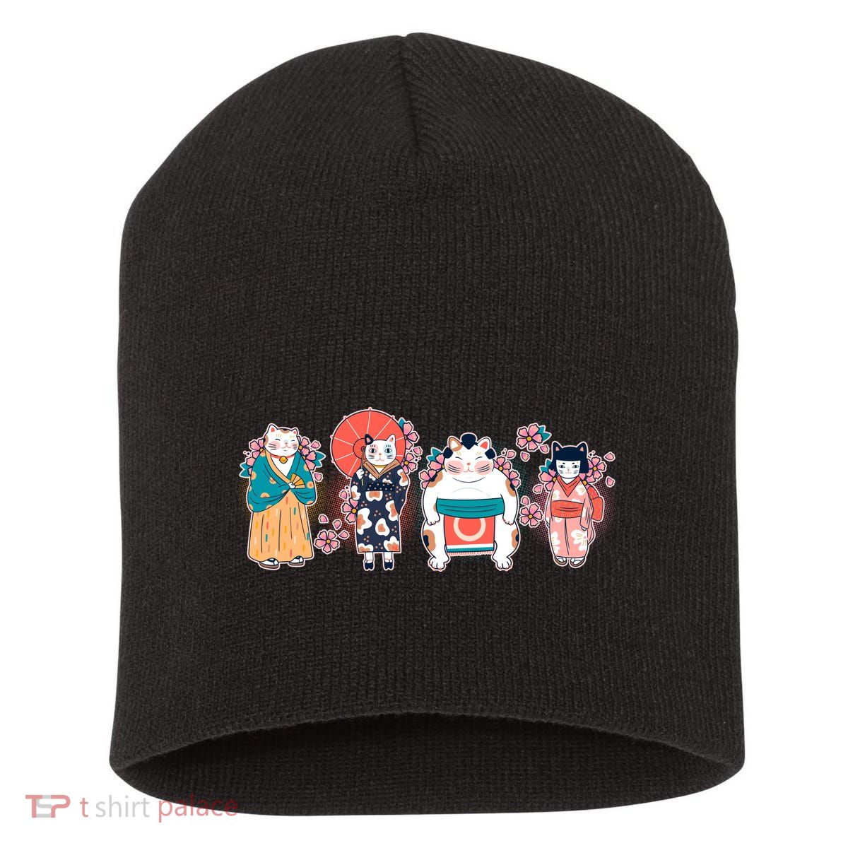 Funny Cute Japanese Cat Neko Family Short Acrylic Beanie