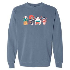 Funny Cute Japanese Cat Neko Family Garment-Dyed Sweatshirt