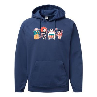 Funny Cute Japanese Cat Neko Family Performance Fleece Hoodie