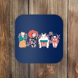 Funny Cute Japanese Cat Neko Family Coaster