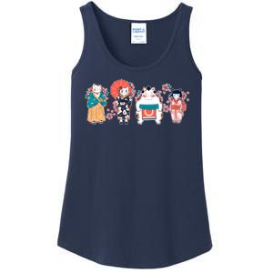 Funny Cute Japanese Cat Neko Family Ladies Essential Tank