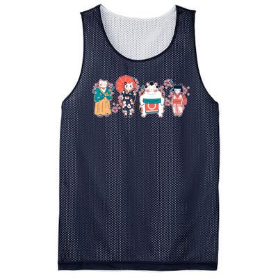 Funny Cute Japanese Cat Neko Family Mesh Reversible Basketball Jersey Tank