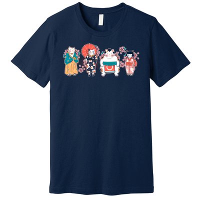 Funny Cute Japanese Cat Neko Family Premium T-Shirt