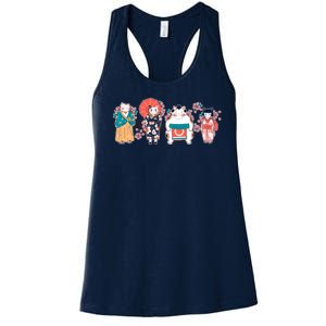 Funny Cute Japanese Cat Neko Family Women's Racerback Tank