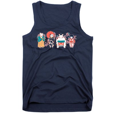 Funny Cute Japanese Cat Neko Family Tank Top