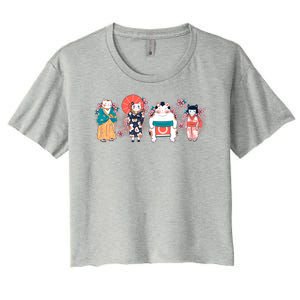 Funny Cute Japanese Cat Neko Family Women's Crop Top Tee