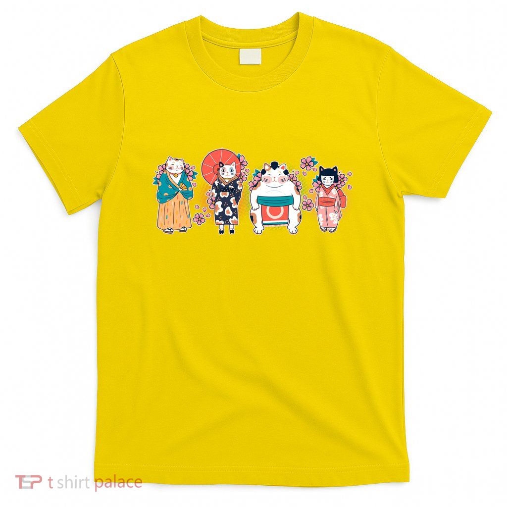 Funny Cute Japanese Cat Neko Family T-Shirt