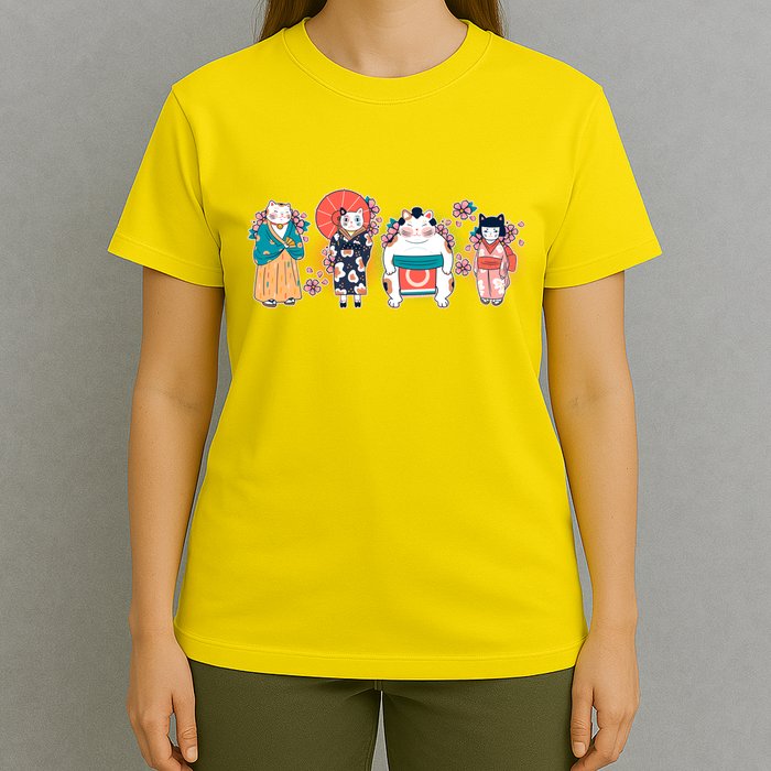 Funny Cute Japanese Cat Neko Family T-Shirt