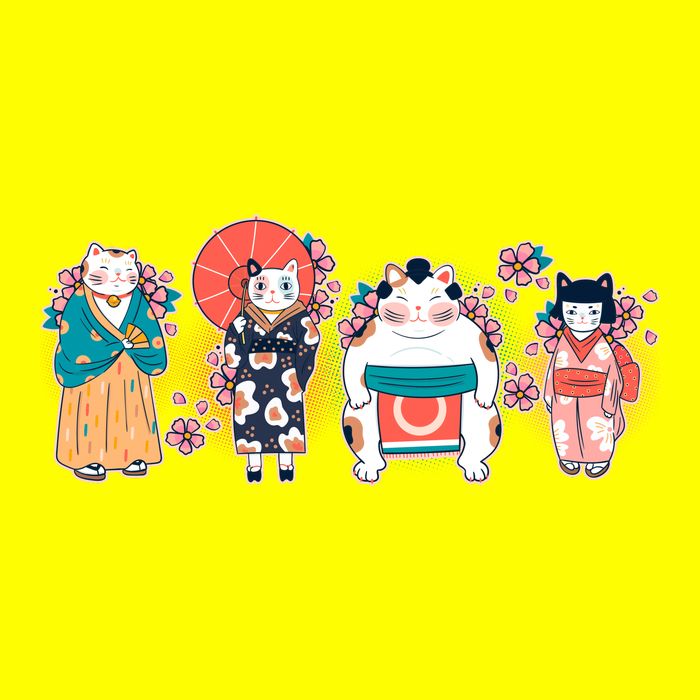 Funny Cute Japanese Cat Neko Family T-Shirt