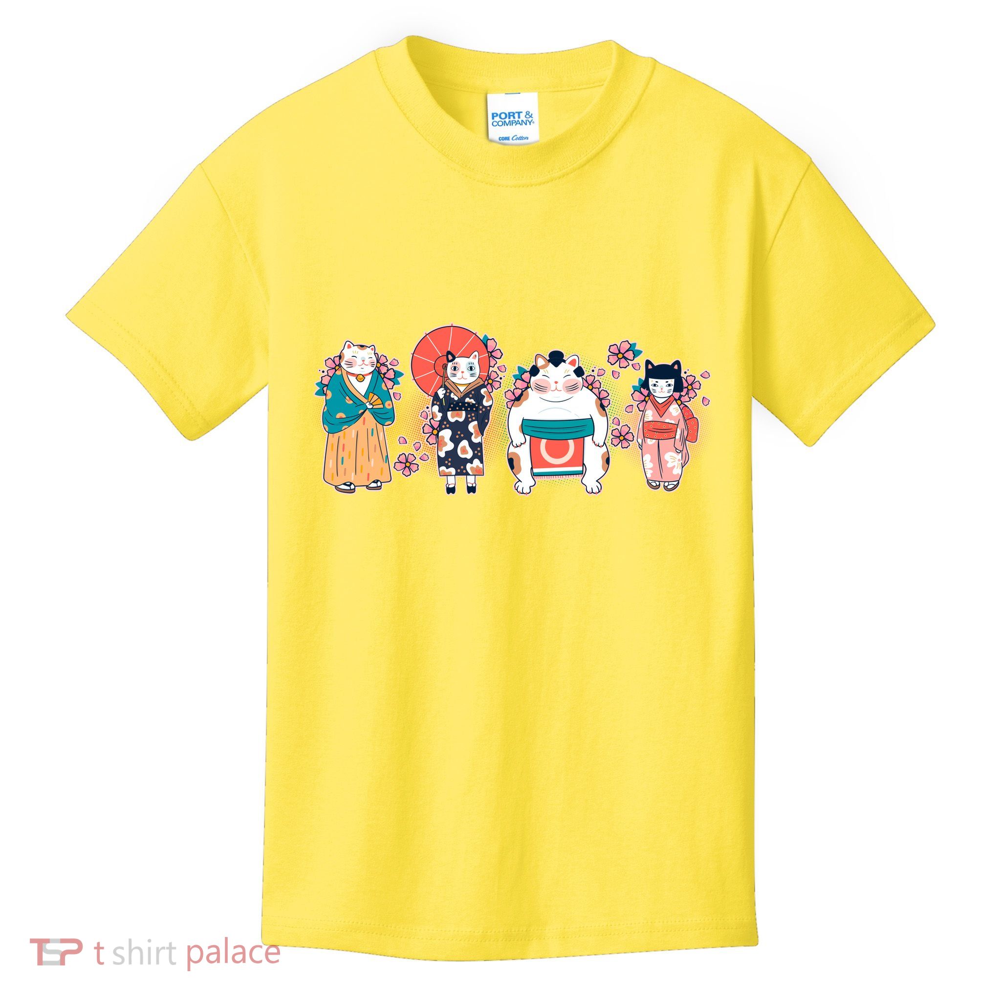 Funny Cute Japanese Cat Neko Family Kids T-Shirt