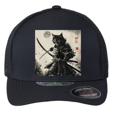 Funny Cat Japanese Samurai Ukiyo E Art Gift Flexfit Unipanel Trucker Cap