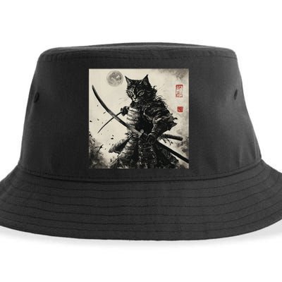 Funny Cat Japanese Samurai Ukiyo E Art Gift Sustainable Bucket Hat