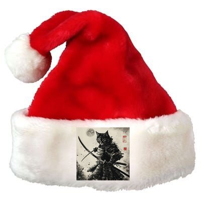 Funny Cat Japanese Samurai Ukiyo E Art Gift Premium Christmas Santa Hat