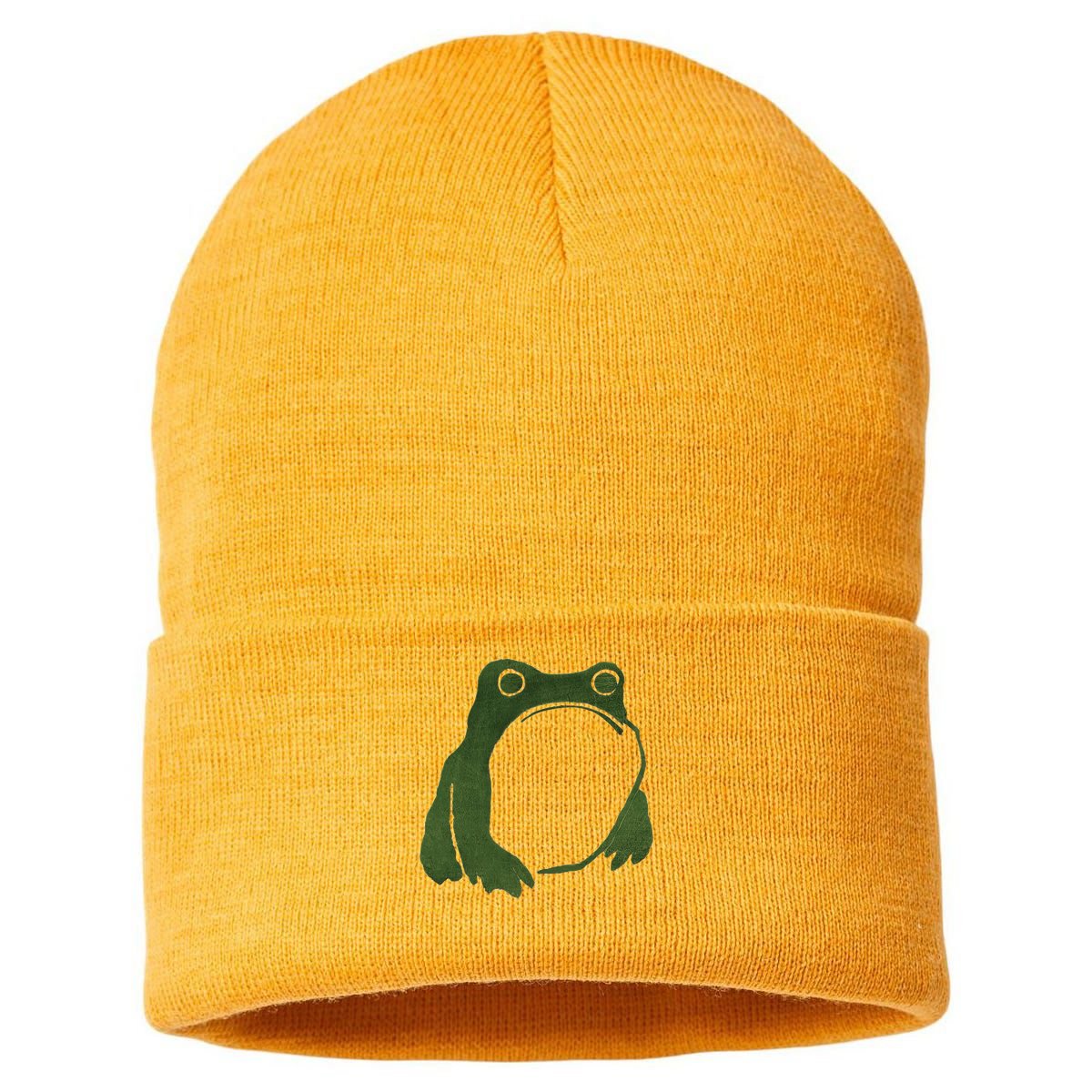 Funny Cute Japanese Frog Toad Sustainable Knit Beanie