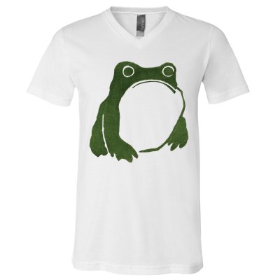 Funny Cute Japanese Frog Toad V-Neck T-Shirt