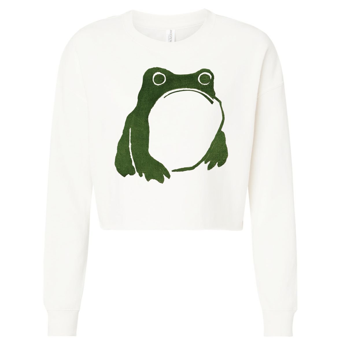 Funny Cute Japanese Frog Toad Cropped Pullover Crew