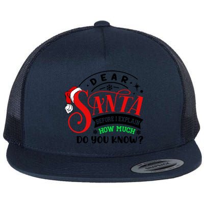 Funny Christmas Joke Santa Dear Santa I Can Explain Gift Flat Bill Trucker Hat