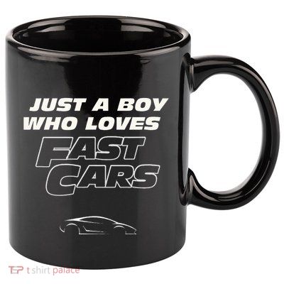 Fast Car Just A Boy Who Loves Fast Cars Funny Gift 11oz C Handle Ceramic Mug