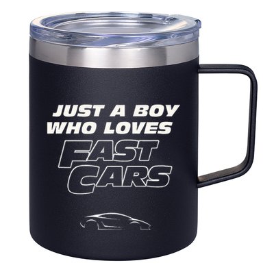 Fast Car Just A Boy Who Loves Fast Cars Funny Gift 12oz Stainless Steel Coffee Mug