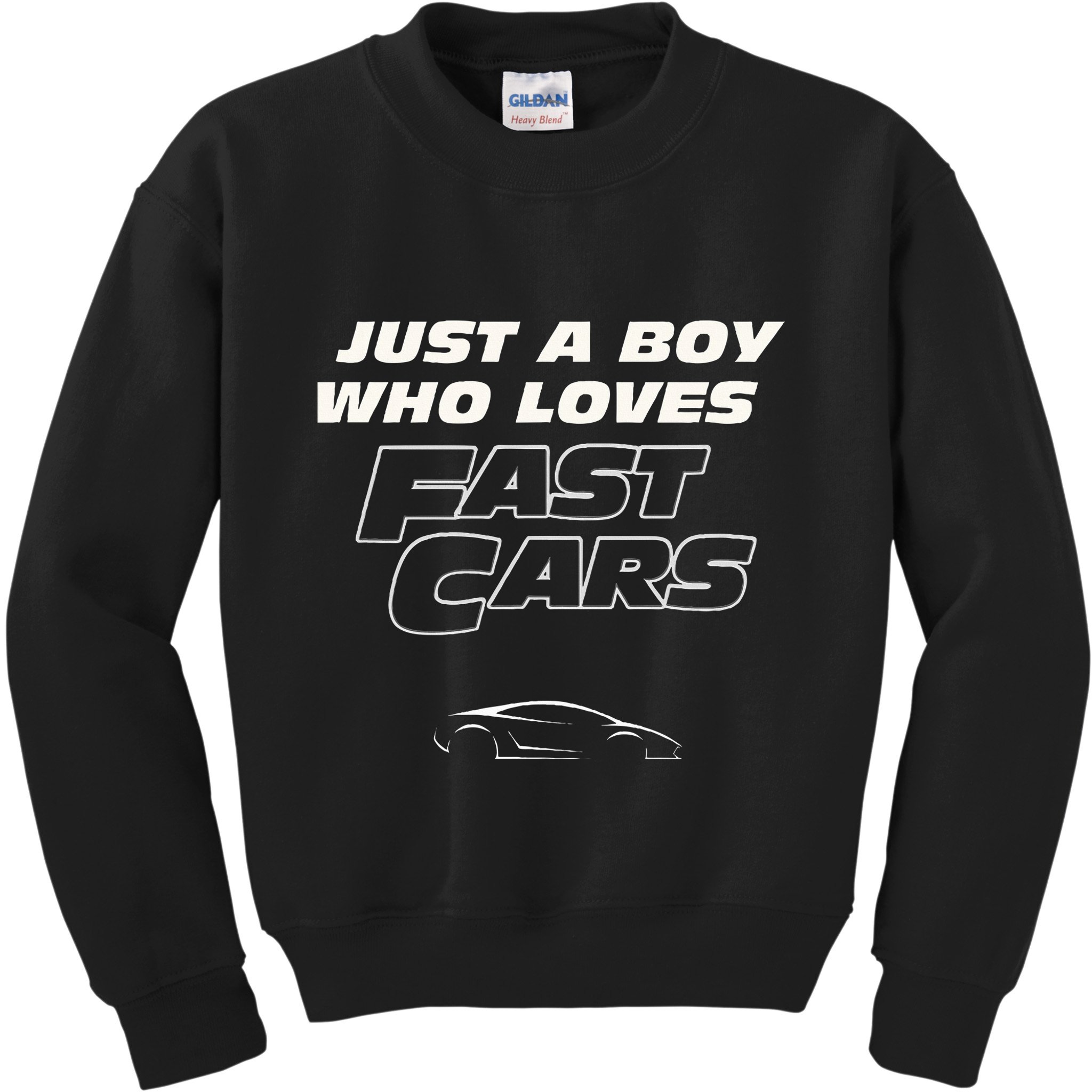 Fast Car Just A Boy Who Loves Fast Cars Funny Gift Kids Sweatshirt