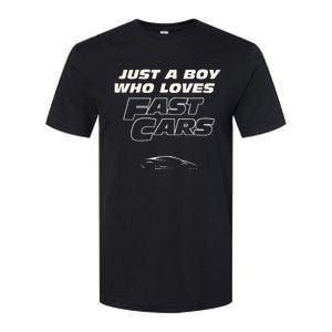 Fast Car Just A Boy Who Loves Fast Cars Funny Gift Softstyle® CVC T-Shirt