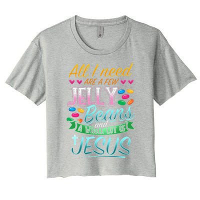 Fun Christian Jelly Bean Candy Lover Easter Jesus Saying Women's Crop Top Tee