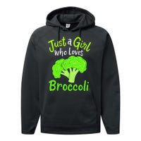 Fun Cute Just A Girl Who Loves Broccoli Performance Fleece Hoodie