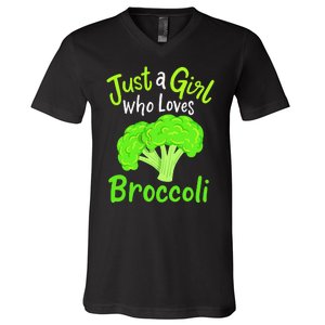 Fun Cute Just A Girl Who Loves Broccoli V-Neck T-Shirt