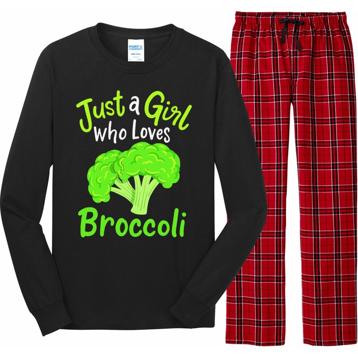 Fun Cute Just A Girl Who Loves Broccoli Long Sleeve Pajama Set