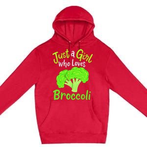 Fun Cute Just A Girl Who Loves Broccoli Premium Pullover Hoodie