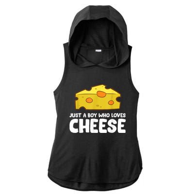 Funny Cheese Just A Boy Who Loves Cheese Ladies PosiCharge Tri-Blend Wicking Draft Hoodie Tank