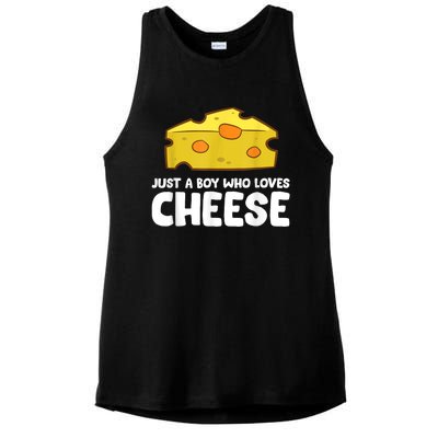 Funny Cheese Just A Boy Who Loves Cheese Ladies PosiCharge Tri-Blend Wicking Tank