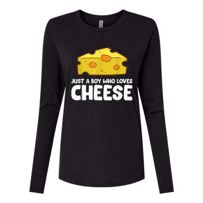 Funny Cheese Just A Boy Who Loves Cheese Womens Cotton Relaxed Long Sleeve T-Shirt