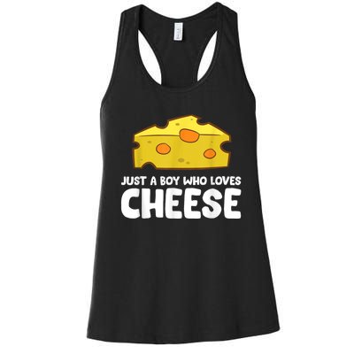 Funny Cheese Just A Boy Who Loves Cheese Women's Racerback Tank