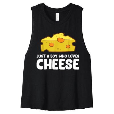 Funny Cheese Just A Boy Who Loves Cheese Women's Racerback Cropped Tank