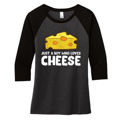 Funny Cheese Just A Boy Who Loves Cheese Women's Tri-Blend 3/4-Sleeve Raglan Shirt