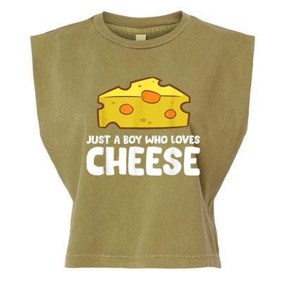 Funny Cheese Just A Boy Who Loves Cheese Garment-Dyed Women's Muscle Tee